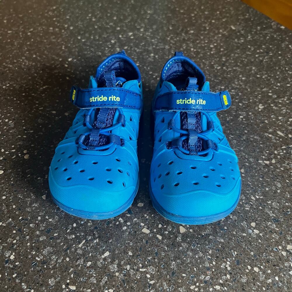 Stride Rite Toddler Boys 7 Made 2 Play Phibian Sneakers Sandals Shoes Blue Water